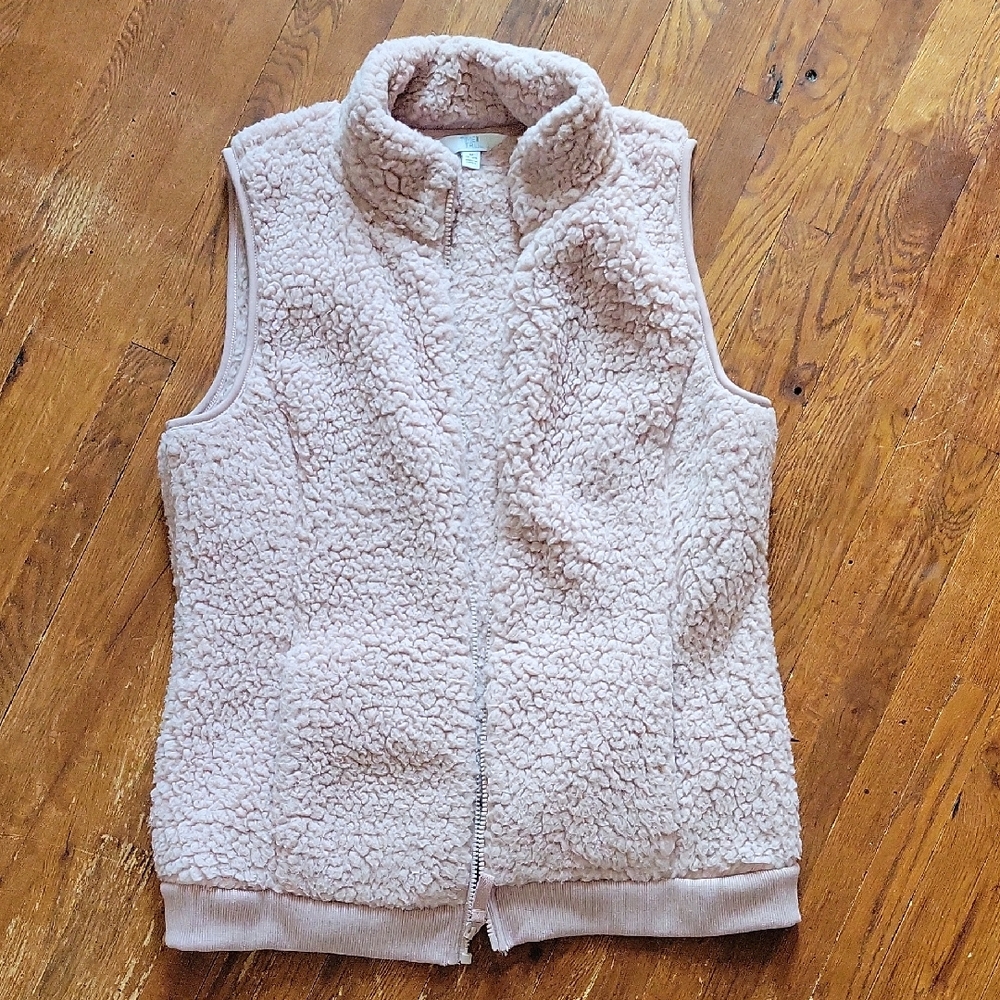 Rose Pink Sherpa Vest, Size M
